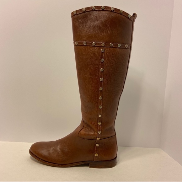 Tory Burch Brown Leather Studded Riding Boots 8.5 - Picture 4 of 15